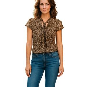 DKNY Leopard Print Blouse - Brown